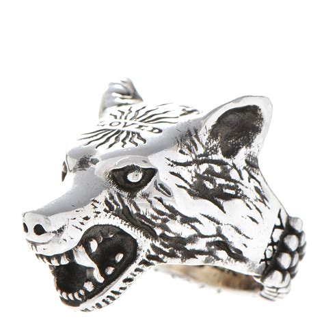 gucci ring wolf|GUCCI Sterling Silver Anger Forest Wolf Head Ring 52 6. 235951 .